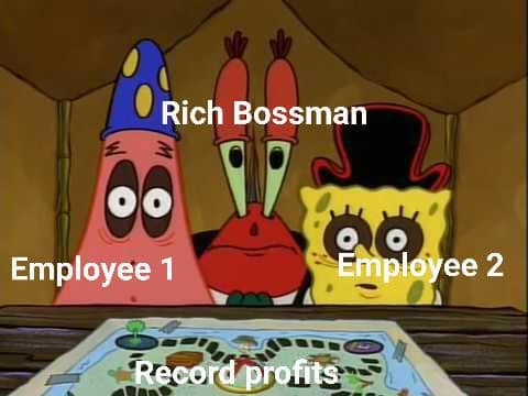 meme SpongeBob tentang karyawan baru
