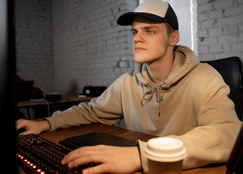 ilustrasi cowok yang bekerja di bidang IT