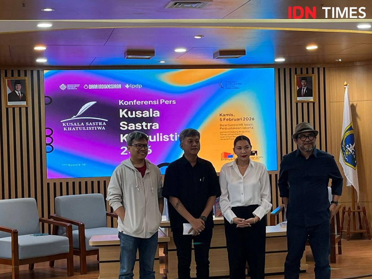 Press conference Kusala Sastra Khatulistiwa pada Kamis (4/2/2026) di Balai Sastra HB Jassin, Perpustakaan Jakarta, Taman Ismail Marzuki, Jakarta Pusat (IDN Times/Nisa Zarawaki)