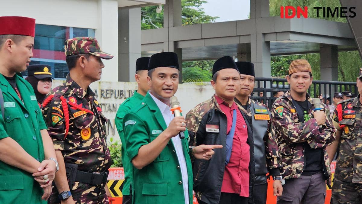Ratusan kader Ansor lakukan aksi demo di Mapolres Metro Tangerang Kota