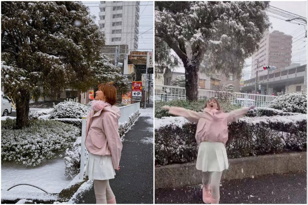 Chika Jessica menikmati hujan salju di Jepang.
