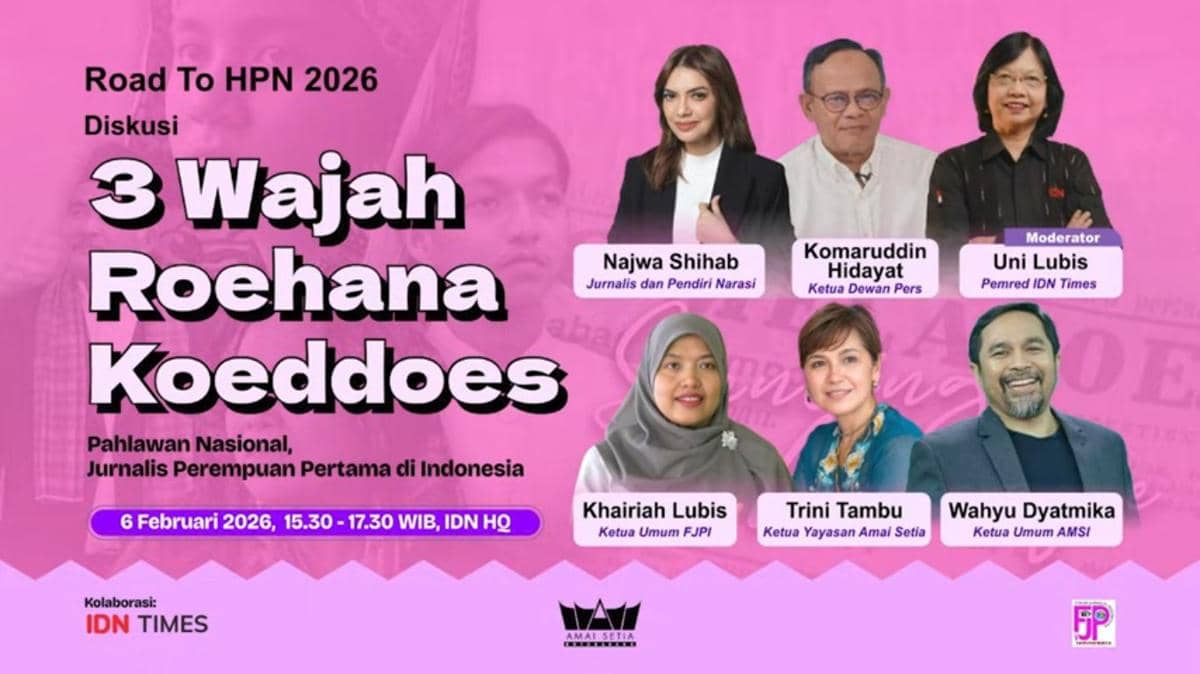 Poster Diskusi 3 Wajah Roehana Koeddoes (youtube.com/IDN Times)