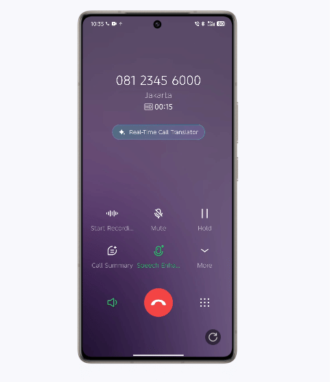 tampilan layar panggilan sedang berlangsung