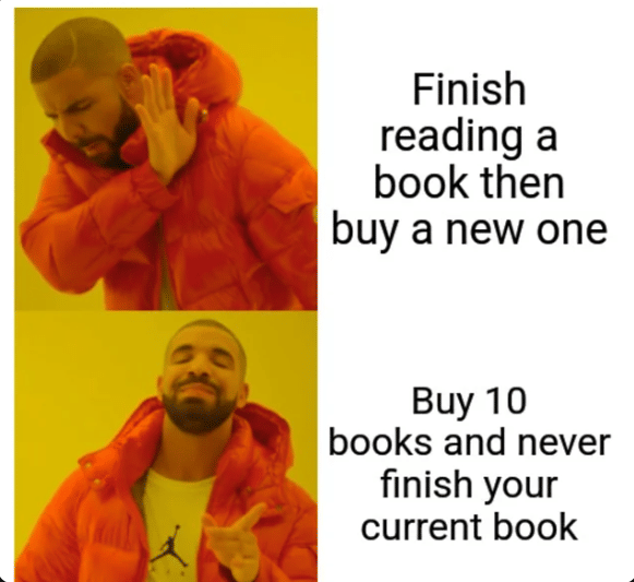 meme beli buku baru 