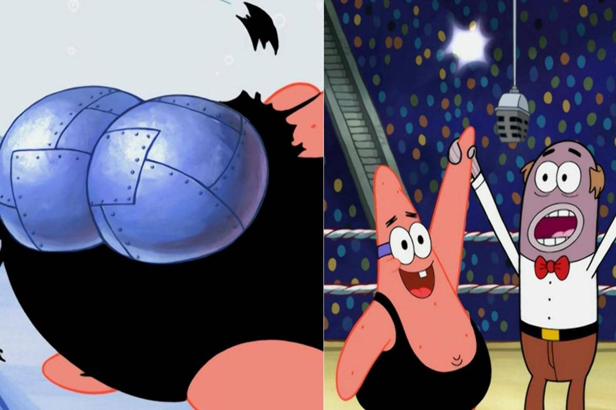 Patrick berhasil menang kontes gulat berkat kekuatan bokong besinya