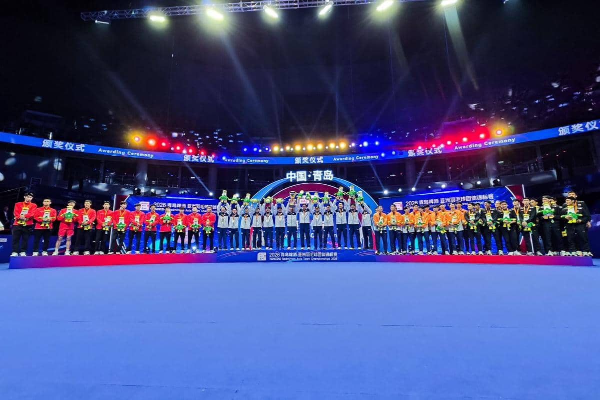 Podium beregu putra di Kejuaraan Bulu Tangkis Beregu Asia (BATC) 2026 (dok.PP PBSI)