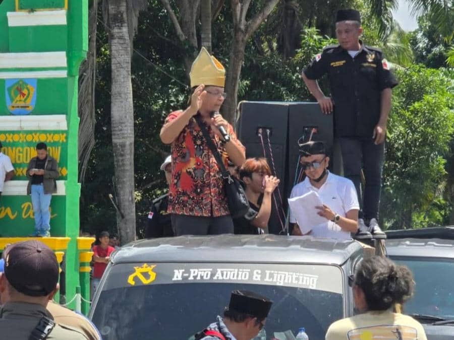 Demo Ormas Adat LBI di perbatasan Bolmong-Minsel, Sulawesi Utara, Senin (9/2/2026). Dok. Polres Bolmong