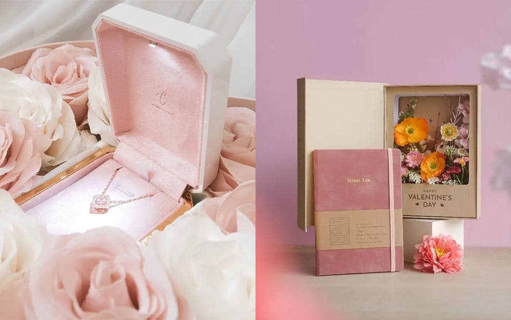 Ilustrasi kado Valentine (kolase foto via Shopee Celest Official Shop & Letterist)