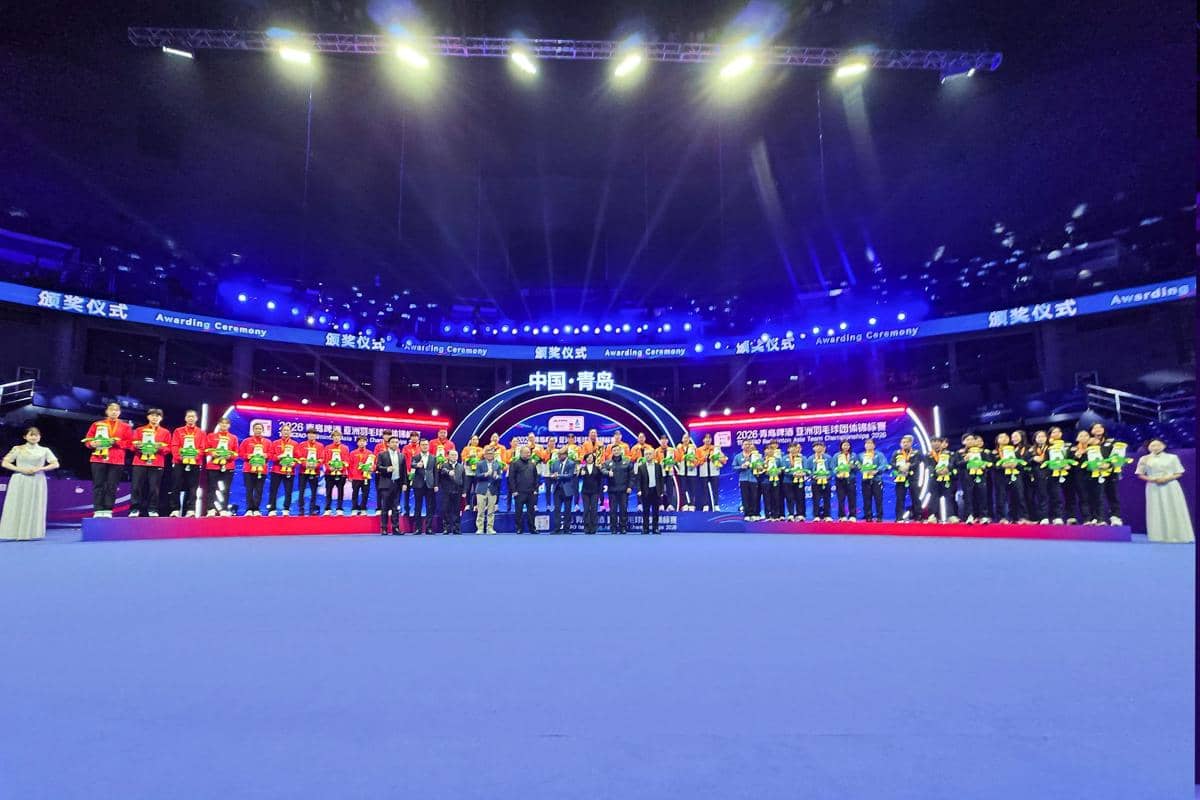 Podium beregu putri di Kejuaraan Bulu Tangkis Beregu Asia (BATC) 2026 