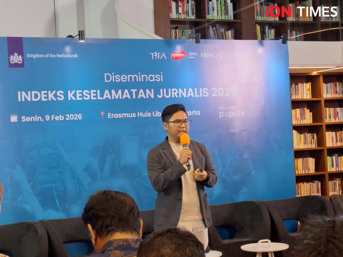 Peluncuran Indeks Keselamatan Jurnalis 2025 di Pusat Kebudayaan Belanda Erasmus Huis, Jakarta.