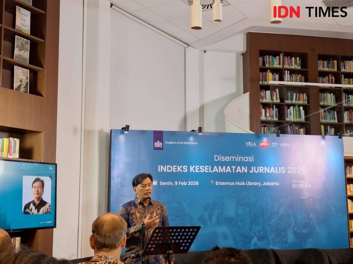 Peluncuran Indeks Keselamatan Jurnalis 2025 di Pusat Kebudayaan Belanda Erasmus Huis, Jakarta.