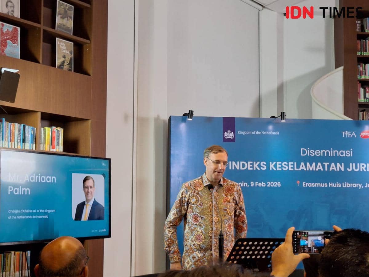 Peluncuran Indeks Keselamatan Jurnalis 2025 di Pusat Kebudayaan Belanda Erasmus Huis, Jakarta.