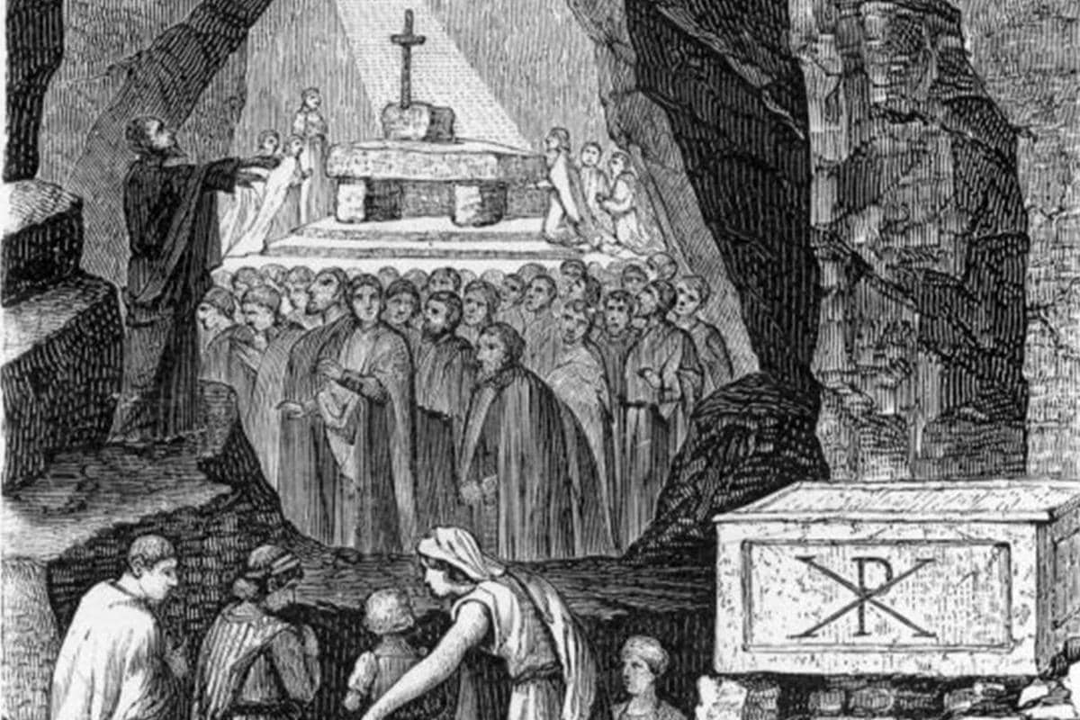 Umat ​​Kristen Awal Beribadah di Katakombe Santo Calixtus