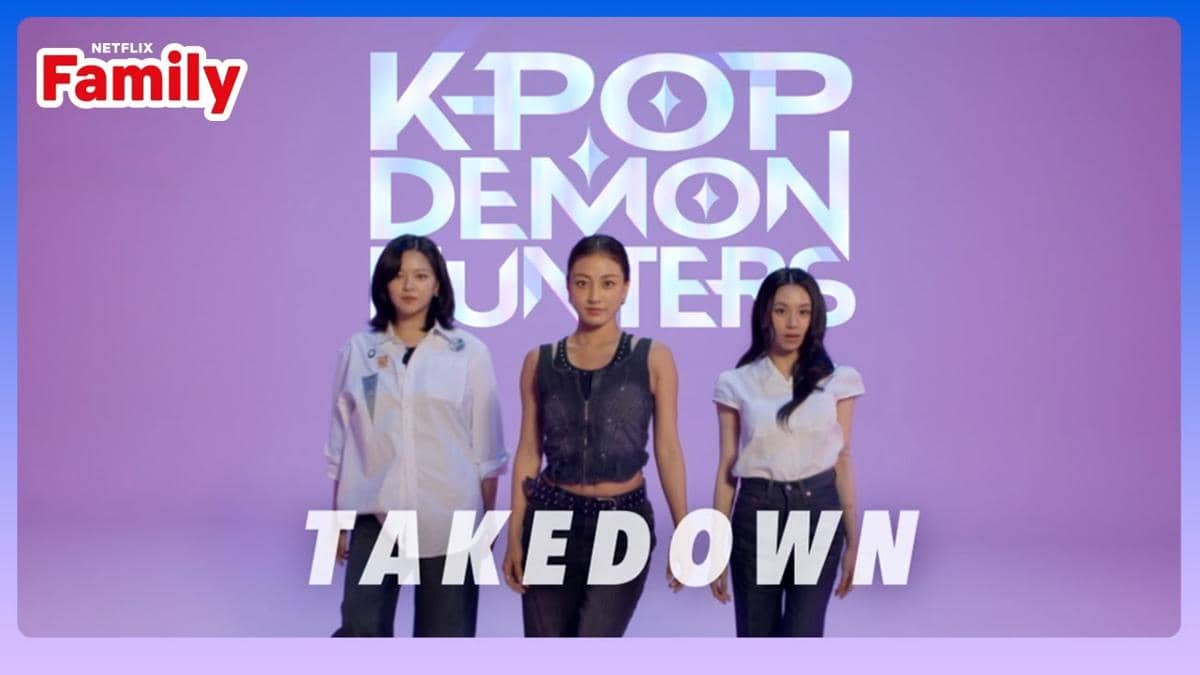 Jeongyeon, Jihyo dan Chaeyoung TWICE di video lirik lagu "Takedown"
