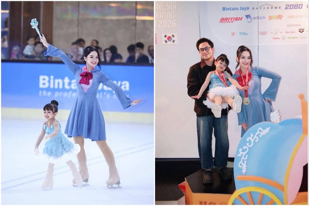 Nanda Arsyinta dan Nadlyn tampil di kompetisi ice skating