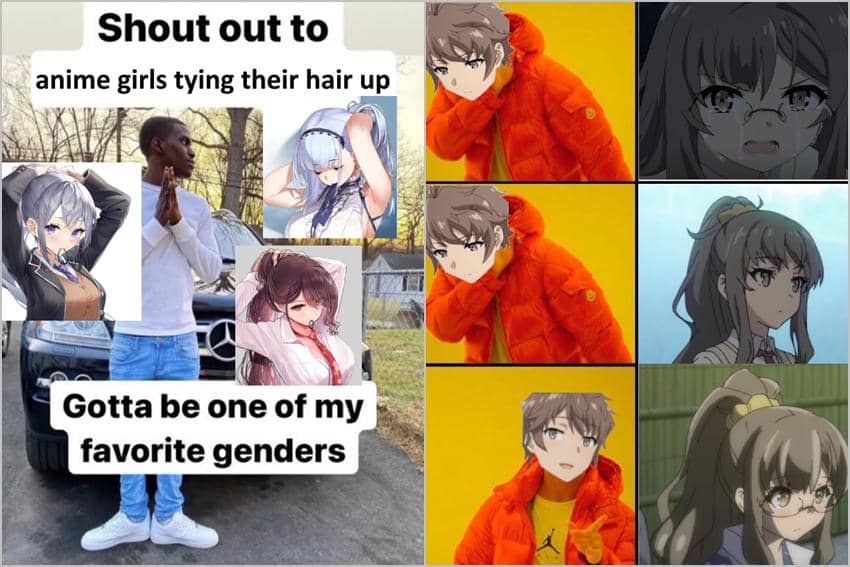 kolase meme anime tentang rambut kucir kuda