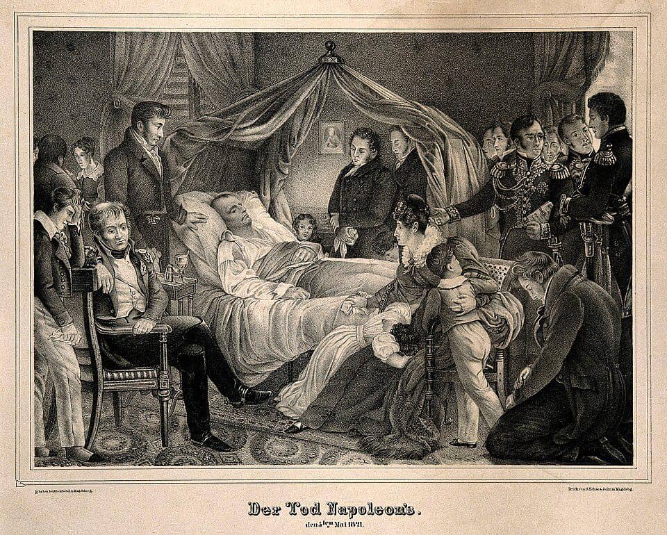 Ilustrasi momen kematian Napoleon Bonaparte. 