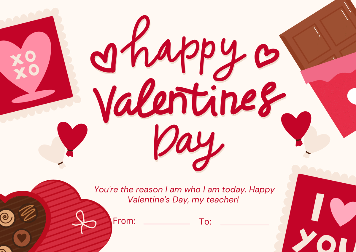 Kartu ucapan valentine 2026 untuk guru