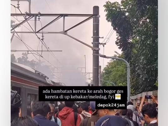 Viral video KRL arah Bogor keluarkan asap di Stasiun Universitas Pancasila