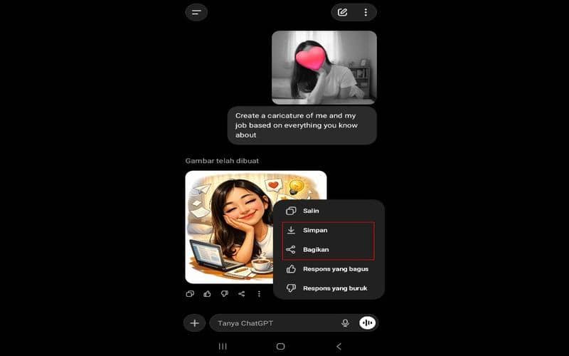cara bikin “Caricature of Me and My Job” di ChatGPT