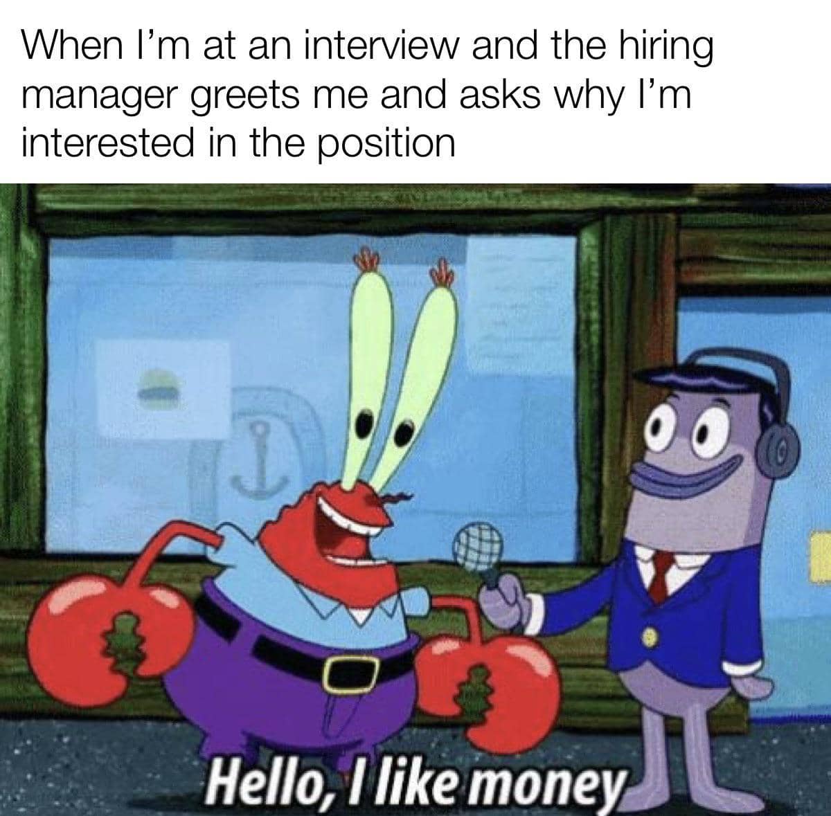 meme SpongeBob tentang wawancara kerja