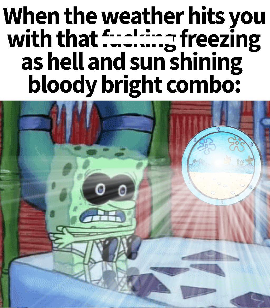 meme SpongeBob tentang cuaca