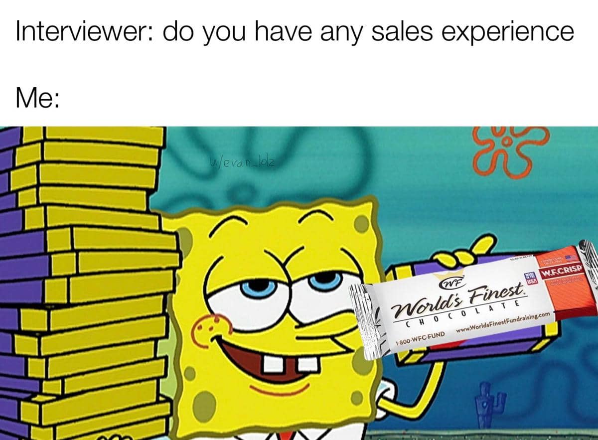 meme SpongeBob tentang wawancara kerja