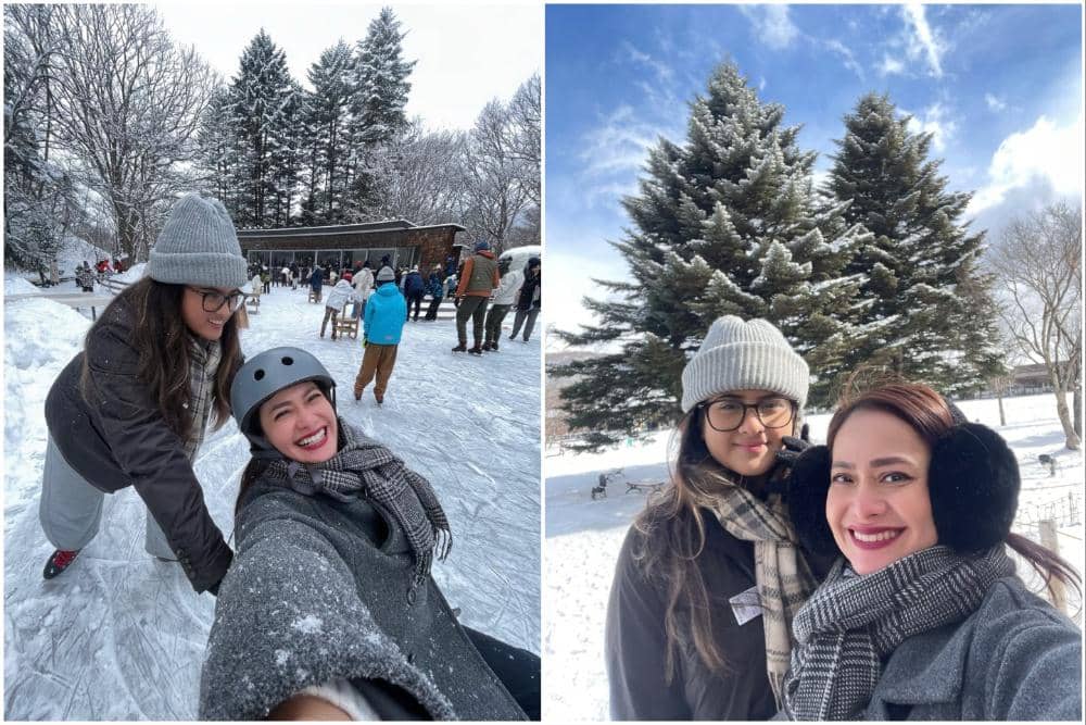 Ersa Mayori dan buah hati main salju di Kota Karuizawa