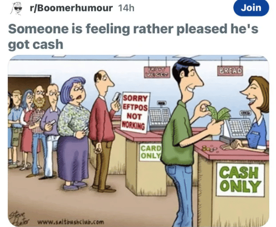 meme cuma bisa bayar pakai tunai
