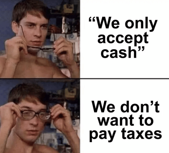 meme cuma bisa bayar pakai tunai