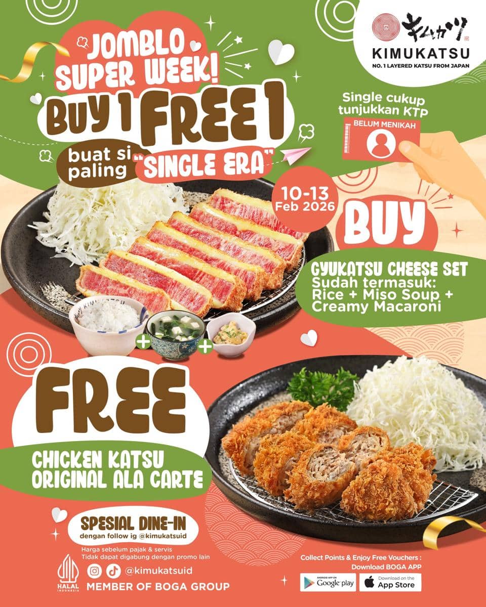 Promo Hari Valentine 2026 untuk jomlo di Kimukatsu 