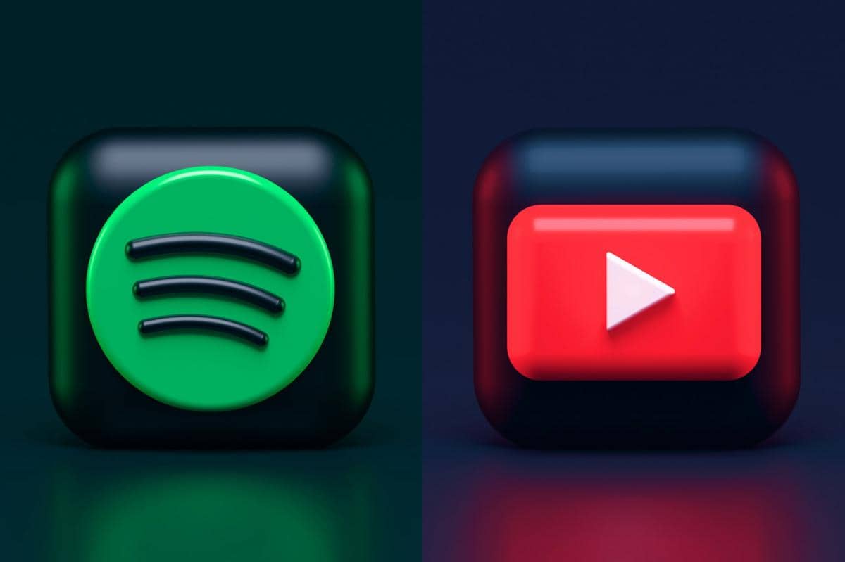 logo Spotify dan YouTube Music