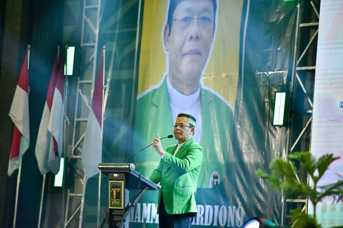 Musyawarah Kerja Nasional (Mukernas) I Partai Persatuan Pembangunan (PPP) yang dibuka Ketua Umum DPP PPP Muhamad Mardiono, Rabu malam (11/2/2026). (Dok. IDN Times)