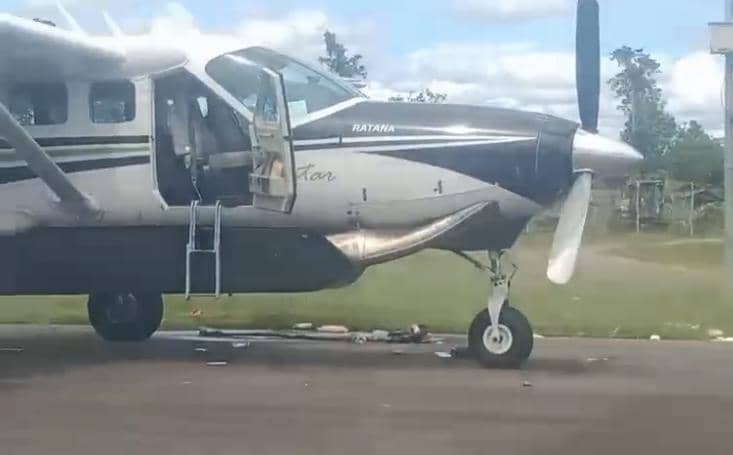 Pesawat Smart Air dengan nomor registrasi PK-SNR di Bandara Koroway Batu, Boven Digoel, Papua Selatan, pada Rabu (11/2/2026). 