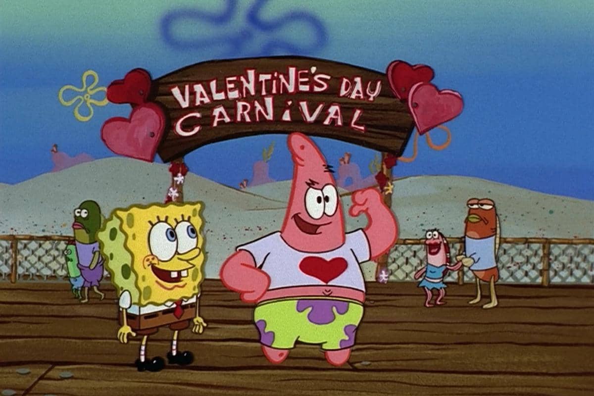 SpongeBob dan Patrick menghabiskan waktu bersama di karnaval saat Hari Valentine