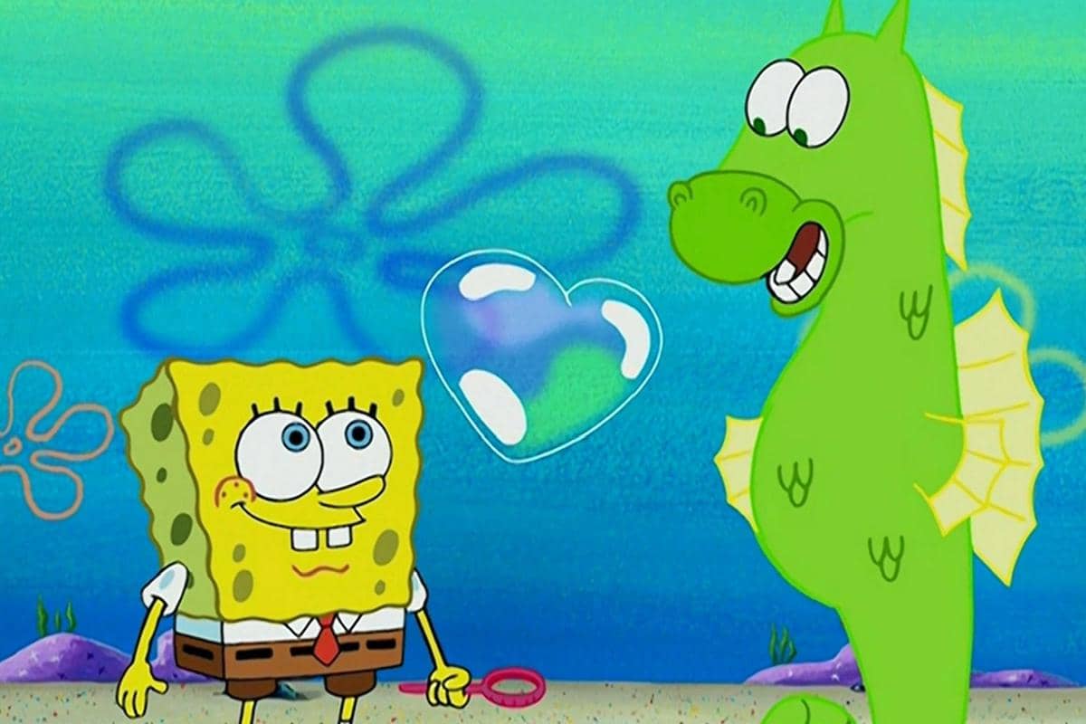 SpongeBob terpikat dengan sosok kuda laut misterius yang di awal memakan tanaman miliknya 