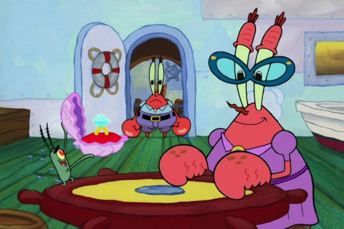 Plankton berselingkuh dari Karen dan akhirnya berusaha melamar Mama Krabs demi mendapat resep rahasia krabby patty 