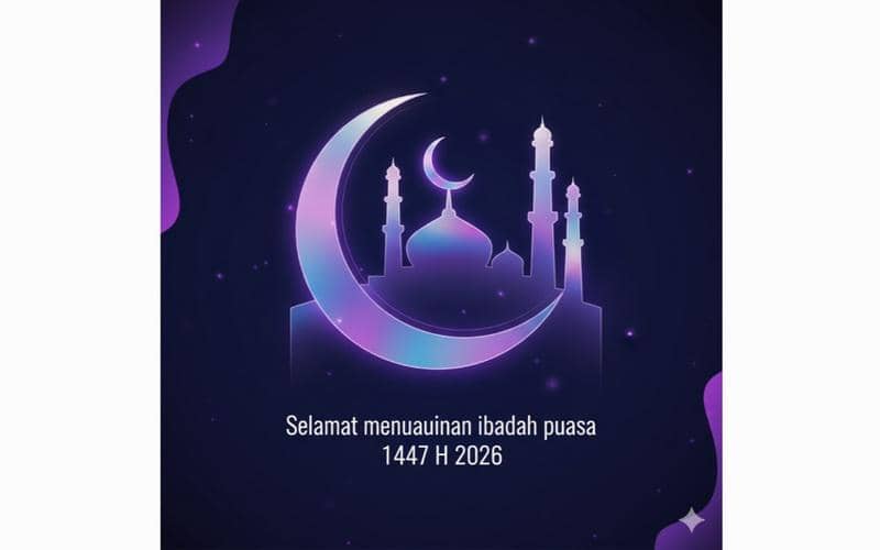 kartu ucapan Ramadan gaya futuristik