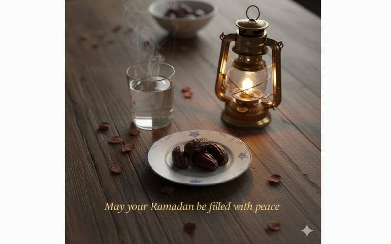 kartu ucapan Ramadan gaya fotorealistik