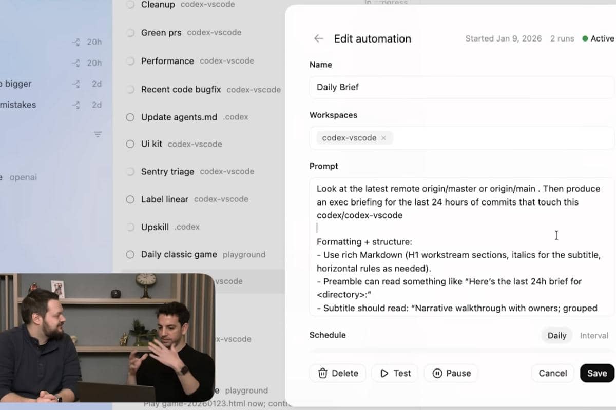 fitur Automations di Codex