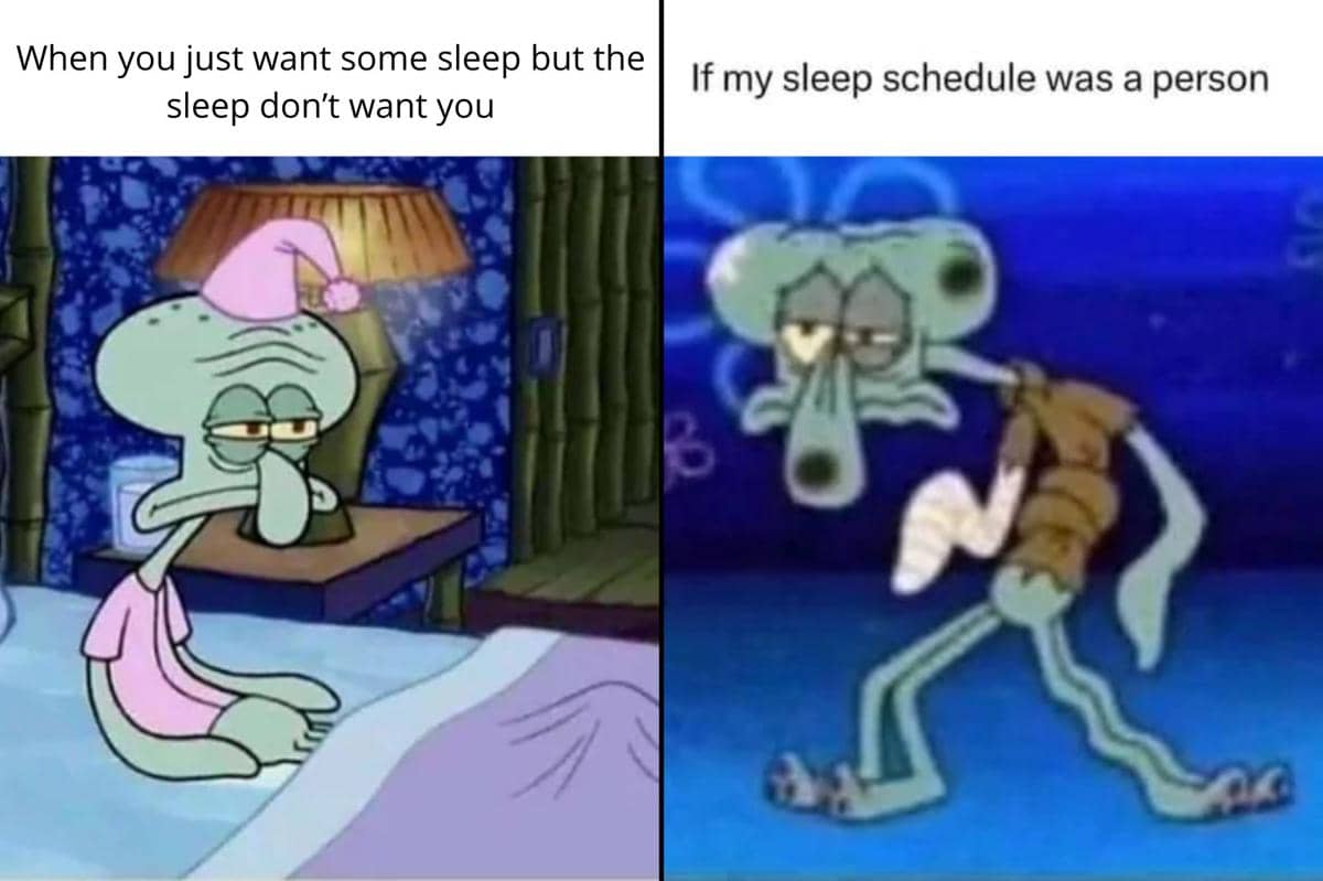 7 Meme Squidward tentang Tidur, Jadwalnya Gak Teratur!