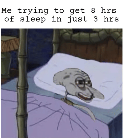 meme Squidward tentang tidur 