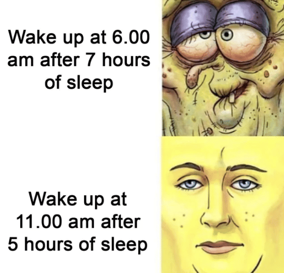 meme Squidward tentang tidur 