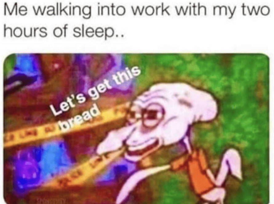 meme Squidward tentang tidur