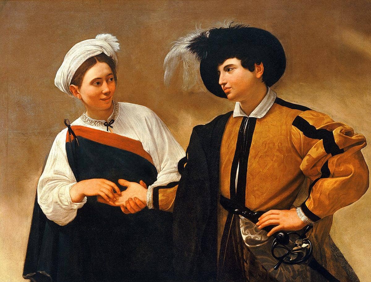 Lukisan berjudul "The Fortune Teller" karya seniman Barok Italia Michelangelo Merisi da Caravaggio, berada di Museum Capitoline di Roma.