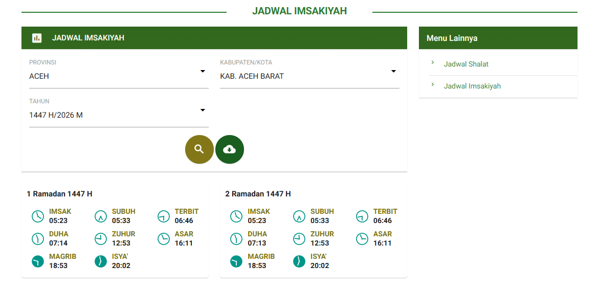 Cara download jadwal imsakiyah ramadan 2026