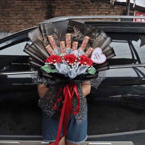 ilustrasi buket cokelat