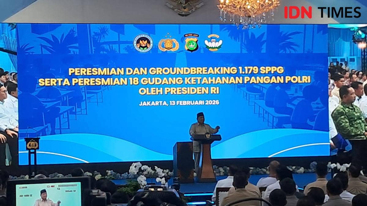 Presiden Prabowo Subianto dalam peresmian dan groundbreaking 1.179 Satuan Pelayanan Pemenuhan Gizi (SPPG), Jumat (13/2/2026). 