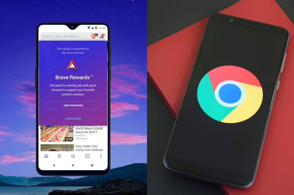 ilustrasi Brave Browser dan Chrome