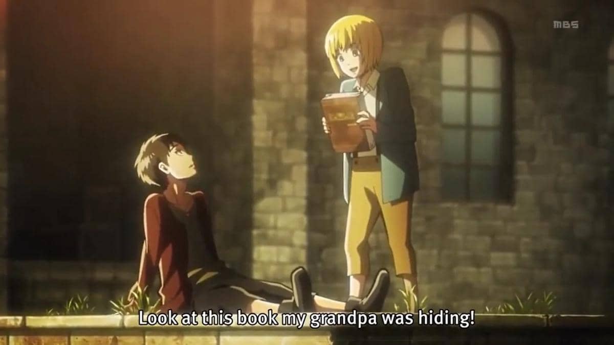Armin dan Eren sedang diskusi buku